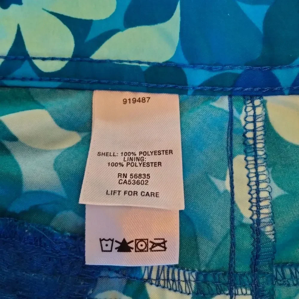 Cabela's‎ Mens Large Board Shorts Surf Swim Trunks Blue Tropical Flowers Tiki